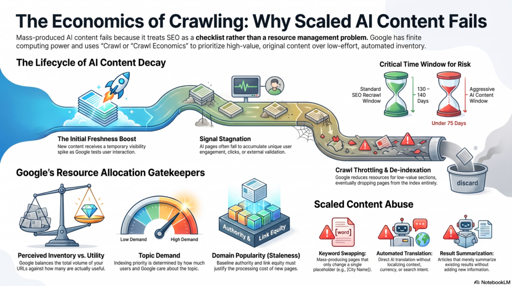 The Economics of Crawling - A Visual Infographic about Content and Google Indexing Pages